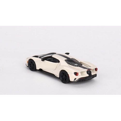 1:64 Diecast Model Car Compatible with Ford GT 1964 Prototype Heritage Edition White with Black Hood and Stripe by TSM Mini GT MGT00622