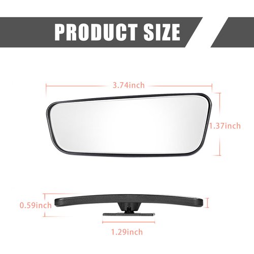 Flygun 2 PCS Car Rear View Blind Spot Mirror, 3.7" x 1.4" Rectangular Curved Wideangle Auxiliary Rearview Mirror, High-definition Glass Adjustable Anti-glare Mirror, Universal Car Side Mirror (Black)