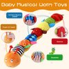ZUCOOP Baby Musical Worm Soft Infant Toy, 6 Different Sensory, Crinkle and Rattle Stuffed Animals for Newborn Toy Tummy Time 0-3-6-12 Months Old Girl Boy Gifts, Cuddly Caterpillar