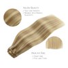 WENNALIFE Clip in Human Hair Extensions, 16 Inch 120g 7pcs Light Blonde Highlighted Golden Blonde Hair Extensions Clip In Human Hair Remy Clip in Hair Extensions Real Human Hair Double Weft