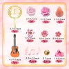Guitar Cake Toppers Pink Music Note Flower Birthday Cake Decorations for Kid Girl Women Music Boho Theme Party Guitar Musician Rock Theme Party Supplies