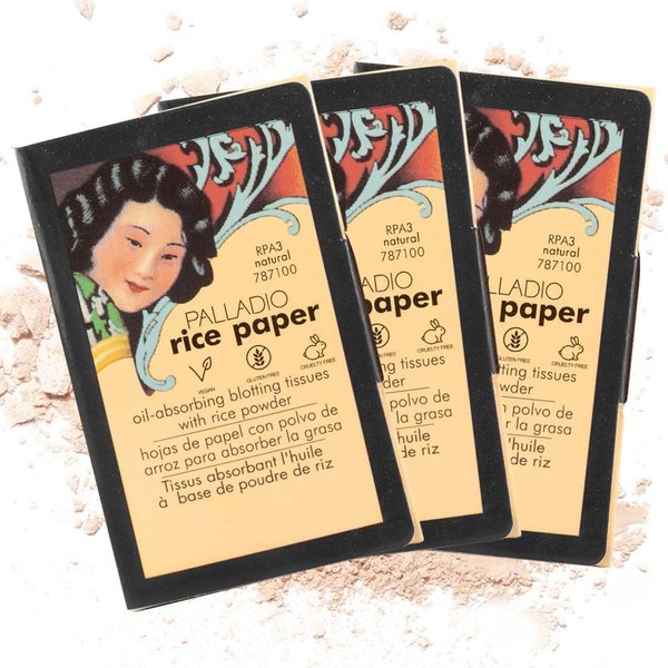 Palladio Rice Paper Facial Tissues for Oily Skin, Face Blotting Sheets Made from Natural Rice, Oil Absorbing Paper with Rice Powder, 2 Sided, Instant Results, Natural, 40 Count (Pack of 3)
