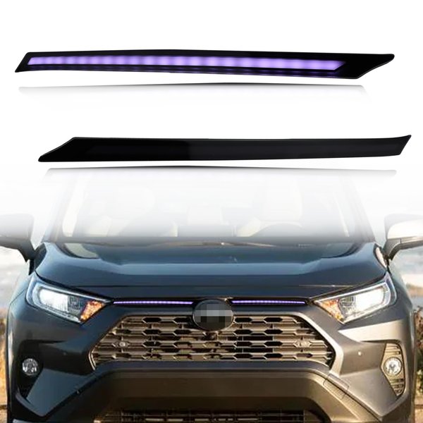KEEGTBOX Switchback White/Amber LED DRL Front Fog Grille Lamp Daytime Running Light Sequential Flash Turn Signal Feature Compatible with Toyota RAV4 SUV LE XLE Limited 2019 2020 2021 2022 (Smoke Lens)