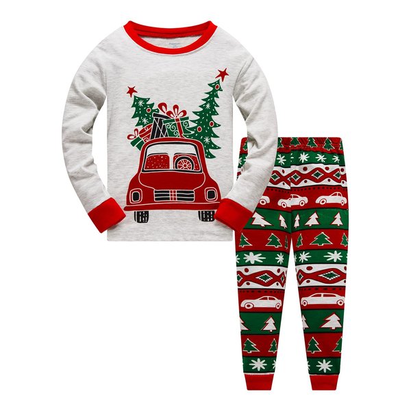 Little Boys Girls Christmas Pajamas Sets for Toddler 100% Cotton Dinosaur Planet Sleepwear Long Sleeve 2 Piece kids Clothes Pjs 3-7T car-6277-3T