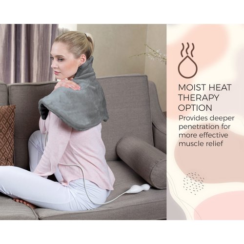 Pursonic Electric Neck & Shoulder Heating Pad, Heat Therapy for Muscle Pain, Cramps,Sore Muscles in Neck & Back Areas, 3 Heat Settings, Auto Shut-Off