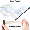 Hair Tinsel Kit 12 Pcs Clip in Hair Tinsel Heat Resistant 20 Inch Fairy Hair Tinsel Kit for Women Glitter Tinsel Hair Extensions for Party(Lake blue)