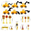 Ayearparty 30 pcs Construction Cake Toppers Mini Vehicles Cake Decoration Set Excavator Tower Crane Toys Traffic and Road Sign Decor Construction Theme Birthday Party Supplies Gifts for Kids Boys