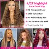 SUNTU Ombre Lace Front Wig Human Hair 18 inch 13x4 Straight Highlight Lace Front Wigs Human Hair Pre Plucked 150% Density with Baby Hair 4/27 Lace Frontal Wig