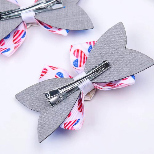 Blue Hair Bow Clips for Girls Independence Day Accessories Stars and Sparkly Sequin Hair Clips 4th of July Hair Bow Clip Butterfly Toddler Hair Pins for Memorial Day Hair Barrettes 2PCS