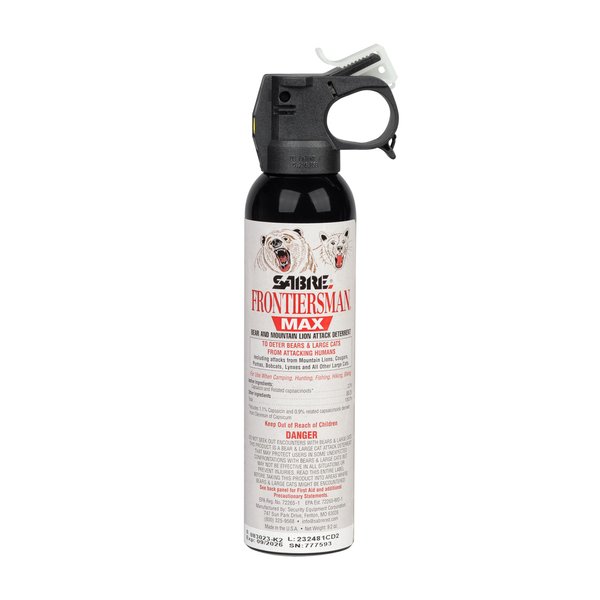 SABRE Frontiersman MAX 9.2 fl oz. Bear & Mountain Lion Attack Deterrent, Up to 40 ft Range, Contains 2% Major Capsaicinoids, Safer for You, Animals & The Environment, Glow-in-The-Dark Safety