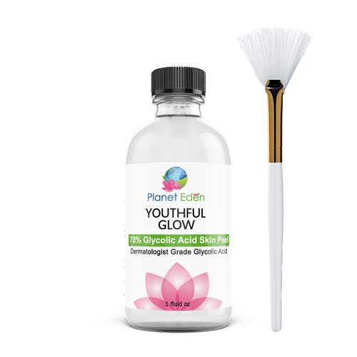 70% Glycolic Acid Skin Chemical Peel Kit with Fan Brush- Helps with Fine Lines, Wrinkles, Sun Damage, Dull Skin - Includes 1 Fan Brush