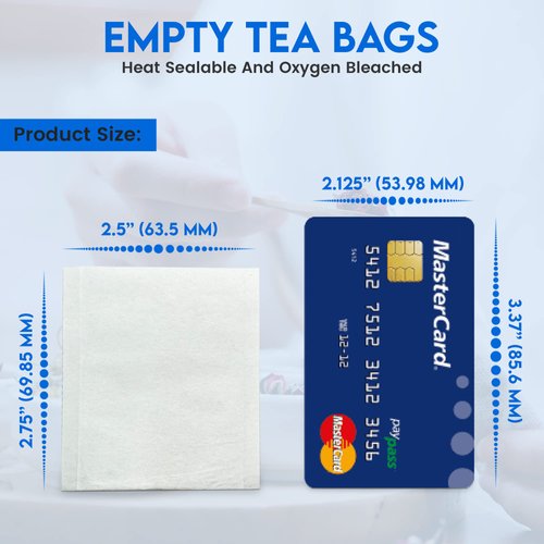 1000 Empty Tea Bags 2.5” x 2.75” White Compostable, These Heat Sealable Tea Infuser for Loose Tea Herbs are Organic Disposable Tea Strainer Bags made of Wood (pulp) Fibers