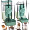Kenond 35oz Hanging Automatic Pet Food Water Dispenser, Auto Gravity Pet Feeder and Waterer Set, Cage Cat Food Bowl Dog Feeding Station for Puppy and Kitten Rabbit Chinchilla Hedgehog Ferret (Green)