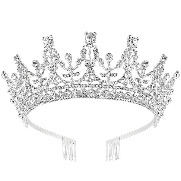 Didder Crowns for Women Silver Rhinestone Crown Tiara, Crown for Girls Tiaras and Crowns for Women, Tiaras for Girls Princess Crown Tiara with Combs Birthday Crown Tiara Wedding Bridal Tiara Prom