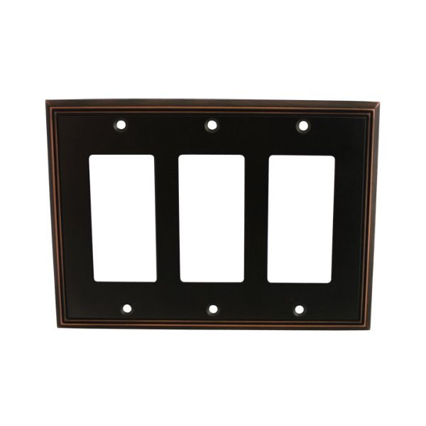 Cosmas 65070-ORB Oil Rubbed Bronze Triple GFI/Decora Rocker Wall Switch Plate Switchplate Cover