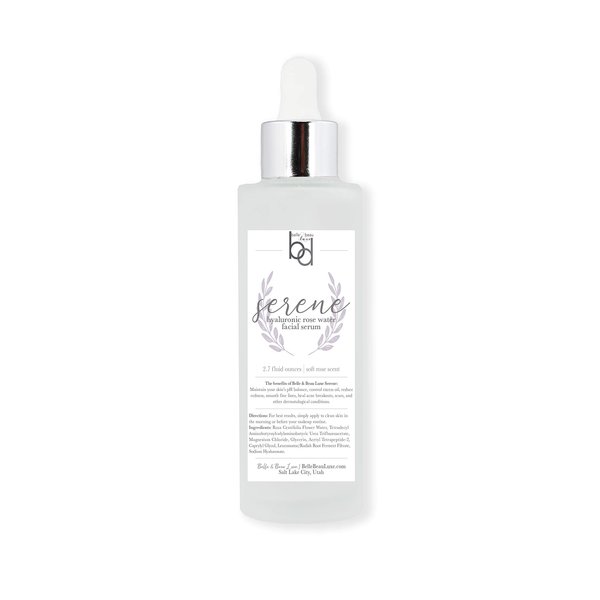 Belle & Beau Luxe Serene - Hyaluronic Acid & Rose Water Facial Serum 2.7 Fl Oz - Maintain Your Skin pH Balance, Reduce Redness, Excess Oil, Smooth Lines, and Moisturize