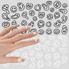 ICSTM Nail Stickers for Women,Fun Nail Art Stickers,Nail Decals 3D Self-Adhesive Fashion Trend Charm,Twisted Smiling Face Nail Design,Nail DIY Decoration for Women and Girls (Black+White 1pack)