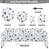 durony 121 Pieces Black Paw Print Party Supplies Dog Birthday Tablecloth, Plates, Napkins, Forks and Paper Cups Decorations for Puppy Theme Party Supplies