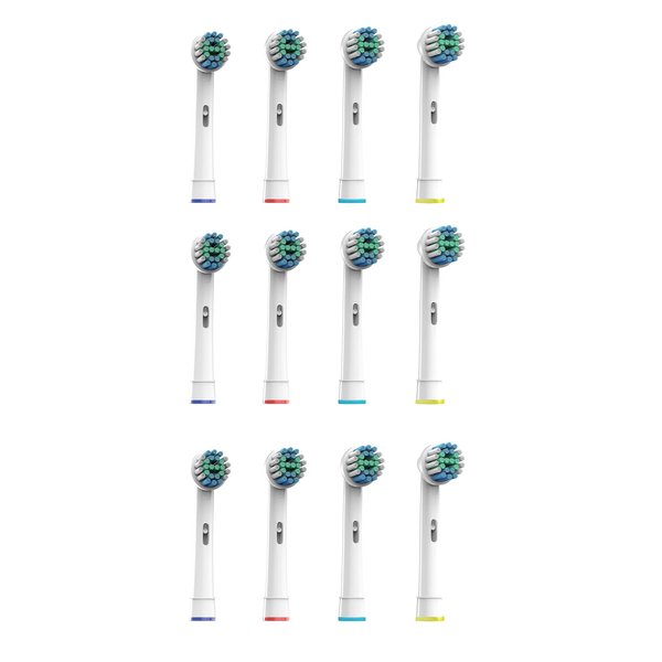 Pursonic EBS17- 12 Pack Power Sensitive Replacement Brush Heads for Oral-B, 12 Count