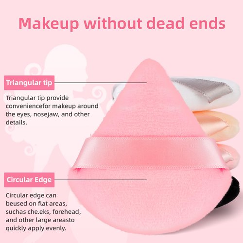 8 Pcs Triangle Powder Puff Face with Case, Cotton Soft Triangle Makeup Puff Velour Cosmetic Foundation Blender Sponge Beauty Makeup Tools for Both Dry and Wet