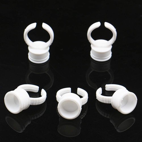 Pigment Rings - Yuelong 300PCS Tattoo Rings Cups Disposable Makeup Rings Tattoo Glue Holder,Tattoo Ink Ring Adhesive Makeup Glue Rings Palette Plastic Nail Art Eyelash Extension Rings(Medium)