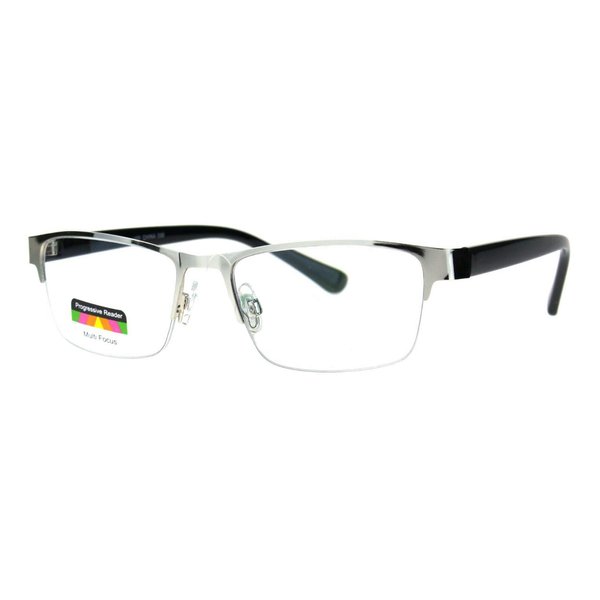 Multi Focus Progressive Reading Glasses 3 Powers in 1 Rectangle Silver +1.5