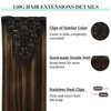 DOORES Clip in Hair Extensions Real Human Hair, Balayage Dark Brown to Chestnut Brown 24 Inch 9pcs 150g, Extensions Human Hair Clip in Remy Hair Extensions Natural Hair Extensions Thick Straight