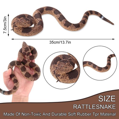 JIALWEN Realistic Fake Snakes Rubber Snake Toys Terror Prank Props That Look Real for Garden Scare Birds and Squirrels or Halloween Party Decorations