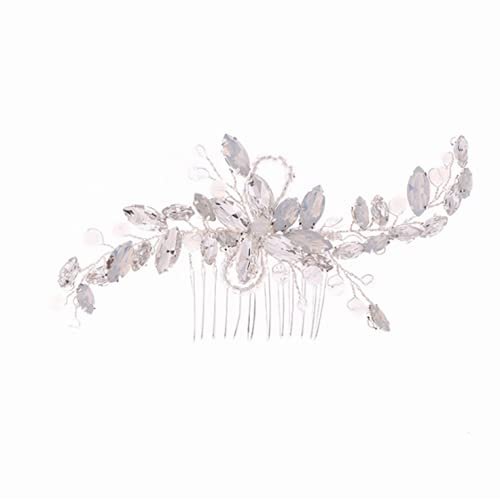 YADIRF Wedding Hair Comb Silver Blue Rhinestones Opal Crystal Vintage Bridal Clips Hairpiece Headband Accessories For Birthday Party Prom Halloween