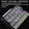 18 Styles Multi-Shaped Glass Gemstones for Nails and 6 Sizes Round Crystal Rhinestones Kit #1, Iridescent AB Nail Art Charm Bead Manicure Decoration with Pickup Pencil and Tweezer