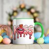 Kiss Lips Dripping Design Ceramic Mug, 11oz Coffee Cup with Romantic Valentine’s Day Theme, Fun Gift for Couples, Reusable Eco-Friendly Tea Mug for Hot Beverages, Unique Anniversary, Wedding-Love Gift