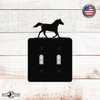 Running Horse Double Toggle Light Switch Wall Plate (Double Toggle, Black) - MADE IN USA