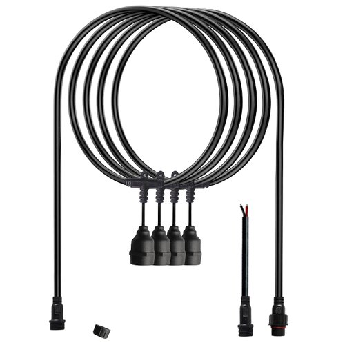 WOODGUILIN Outdoor LED String Lights,Patio Light String,Pendant Light Cord with 4 Pendant Sockets,Waterproof Reusable,13ft E27 Pendant Light Kit No Bulb,for Bar,Garden,Backyard Lighting.(4m)