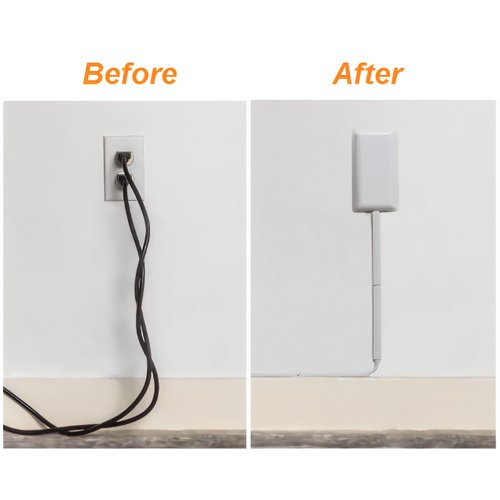 Sleek Socket - No Shock Child Protector, Outlet & Plug Concealer with Protective Cord Clips, 3 Outlet Power Strip, 8-Ft Cord, Universal Size (Safeguards from Chewing Dangerous Cords)