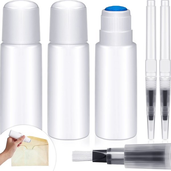 3 Packs Envelope Moistener and 3 Packs Pencil Style Moistener Stamp Envelope Moistener Mailing Letter Sealer Envelope Sealer Moistener Envelope and Stamp Moisteners, Bottle Type, Sponge Tipped