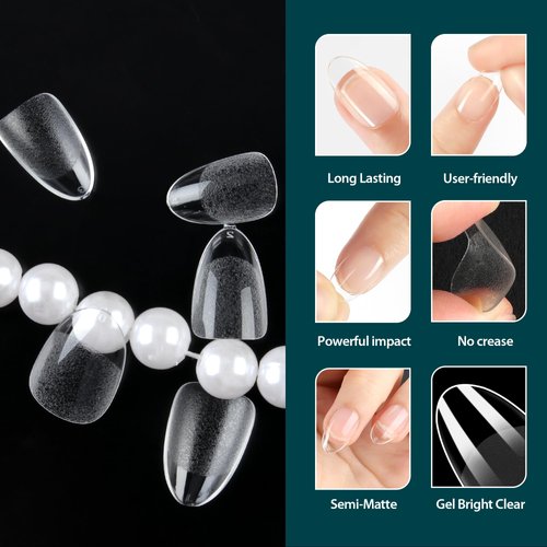 UNA GELLA Almond Oval Short Nail Tips 960pcs Short Round Press on Nails Pre-shape Short Gel X Nail Tips Oval Full Cover Short Oval Almond Nails For Nail Extension DIY Salon 12 Sizes Gelly Tips