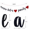 Meow Let's Pawty Banner Black Glitter , Pet Kitty Birthday Wedding Anniversay Party Bunting Sign, Cat Birthday Banner, Kitten Theme / Baby Shower / Cat Pet Birthday Party Supplies Pre-strung