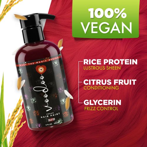 MOEHAIR Semi-Permanent Hair Color | Temporary Red Hair Dye 8 Oz | No Ammonia, Sulfate or Paraben | Intermixable & Vegan | Voodoo Fire Engine Bright Red Hair Color | Drip-Free Formula | Easy to Use