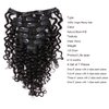 Anrosa Water Wave Clip in Hair Extensions Human Curly Hair Natural Black 1B Double Weft Water Wave Curly Clip ins Extensions for Black Women Clip on Wave Hair Extension 16 Inch 120 Gram