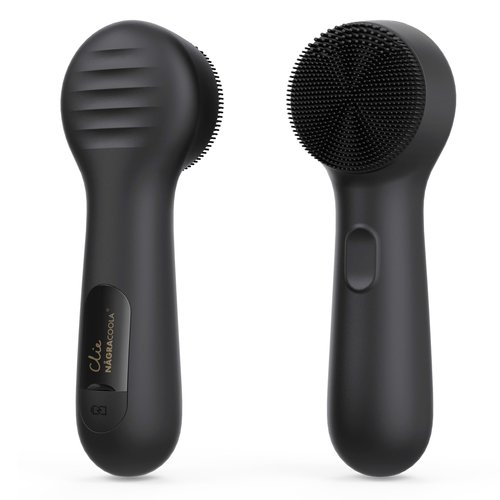 NågraCoola CLIE Silicone Face Scrubber, Facial Cleansing Brush, Rechargeable, Waterproof Face Scrub Brush for Deep Cleansing, Exfoliating, Massage, Electric Facial Exfoliator for Women and Men-Black