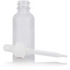 1 oz Frosted Clear Glass Boston Round Bottle with White Dropper (4 pack) + Funnel