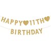 Gold Happy 11th Birthday Banner, Glitter 11 Years Old Boy or Girl Party Decorations, Supplies