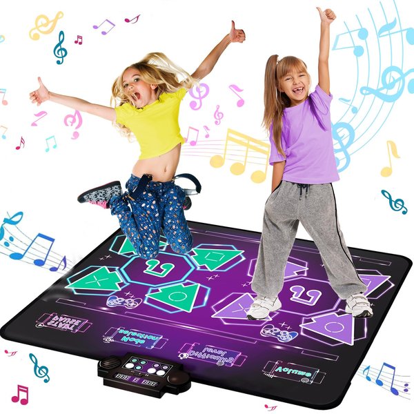 HAOYEGUOJI Kids Dance Mat Toys, Double PK Music Dance mat, Dance Pad, Kids Exercise Equipment, Gifts for Children, Double PK Coordination Exercise Dance Blanket, Christmas & Birthday Must-Have