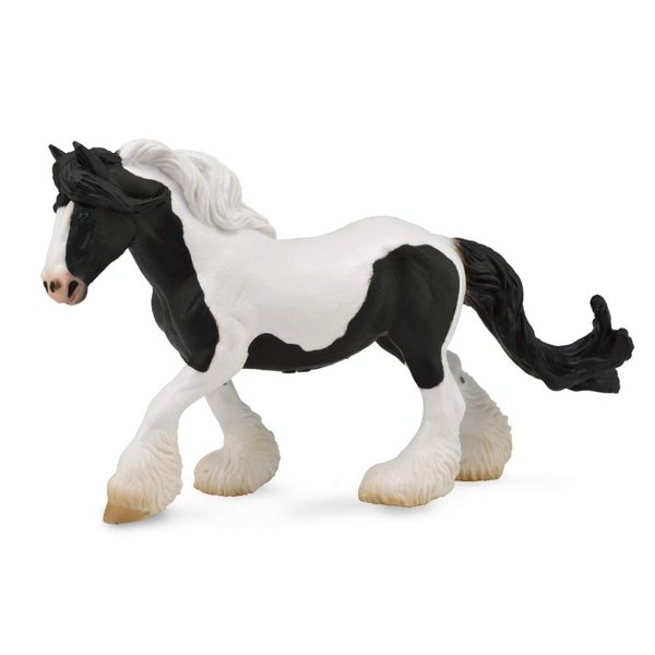Collecta Black and White Piebald Gypsy Mare Vinyl Toy Animal Figure Black & White, 7.3"L x 4.3"H