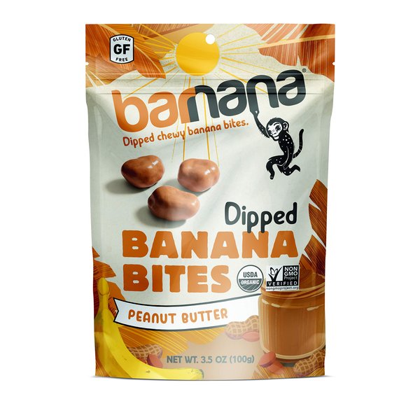 Barnana Organic Peanut Butter Dipped Chewy Banana Bites, 3.5 Ounce Bag