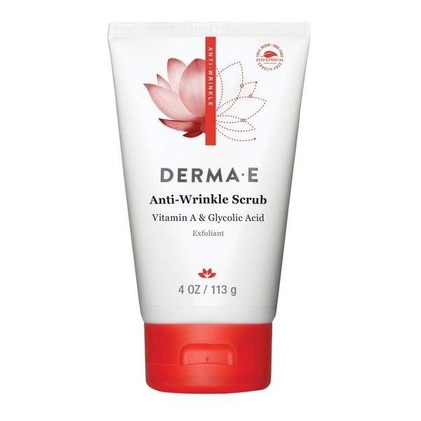 DERMA E Anti-Wrinkle Scrub – Anti-Aging Face Wash with Glycolic Acid and Vitamin A – Cleansing and Exfoliating Treatment Removes Makeup, Oil and Impurities, 4 oz