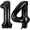 Black 14 Number Balloons, 40 Inch Giant Number 14 Balloons Foil Mylar Helium Black Number Balloons for 14th Birthday Party Supplies Anniversary Event Celebration Decorations