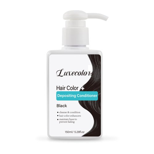 Luxecolors Depositing Hair Dye Conditioner, Semi Permanent Reflesh Hair Color Conditioner, Non-foaming Hair Coloring, Cruelty-free 5.28 fl.oz, Black