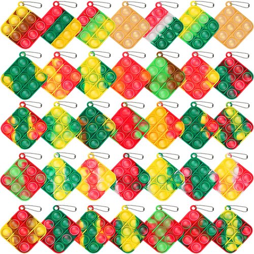 Christmas Party Favors, 32 Pcs Pop Fidget Toys Keychain Its for Kids Adults, Mini Push Bubble Pops Bulk Sensory Toys, Birthday Gifts Classroom Prizes for Boys Girls Goodie Bag Treasure Chest Box