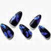 GLAMERMAID Press on Nails Almond,Black Gel False Nails with Butterfly Design,24 PCS Glue on Nails,Reusable Acrylic Stick on Nails Tips Manicure Set for Women,Night Butterfly